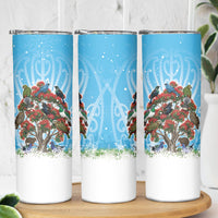 New Zealand Birds Christmas Skinny Tumbler Pohutukawa Xmas Tree LT05 - Polynesian Pride