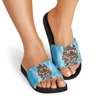 New Zealand Birds Christmas Slide Sandals Pohutukawa Xmas Tree LT05 - Polynesian Pride