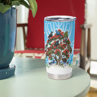 New Zealand Birds Christmas Tumbler Cup Pohutukawa Xmas Tree LT05 - Polynesian Pride
