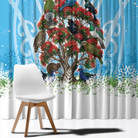 New Zealand Birds Christmas Window Curtain Pohutukawa Xmas Tree LT05 - Polynesian Pride