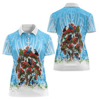 New Zealand Birds Christmas Women Polo Shirt Pohutukawa Xmas Tree LT05 - Polynesian Pride