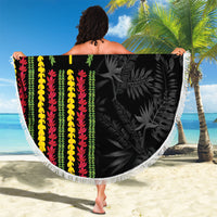Hawaii Lei Kanaka Maoli Flag Beach Blanket Tropical Vibes LT05 - Polynesian Pride