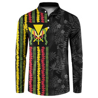 Hawaii Lei Kanaka Maoli Flag Button Sweatshirt Tropical Vibes LT05 Black - Polynesian Pride