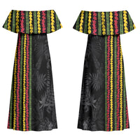 Hawaii Lei Kanaka Maoli Flag Couples Matching Off Shoulder Maxi Dress and Hawaiian Shirt Tropical Vibes LT05 - Polynesian Pride