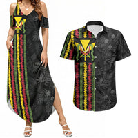Hawaii Lei Kanaka Maoli Flag Couples Matching Summer Maxi Dress and Hawaiian Shirt Tropical Vibes LT05 Black - Polynesian Pride