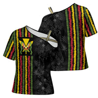 Hawaii Lei Kanaka Maoli Flag Cross Shoulder Shirt Tropical Vibes LT05 - Polynesian Pride