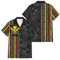 Hawaii Lei Kanaka Maoli Flag Family Matching Off Shoulder Short Dress and Hawaiian Shirt Tropical Vibes LT05 Dad's Shirt - Short Sleeve Black - Polynesian Pride