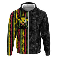 Hawaii Lei Kanaka Maoli Flag Hoodie Tropical Vibes LT05 Zip Hoodie Black - Polynesian Pride