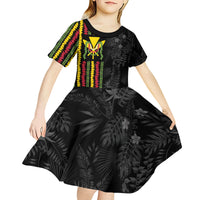 Hawaii Lei Kanaka Maoli Flag Kid Short Sleeve Dress Tropical Vibes LT05 - Polynesian Pride