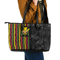 Hawaii Lei Kanaka Maoli Flag Leather Tote Bag Tropical Vibes LT05 - Polynesian Pride