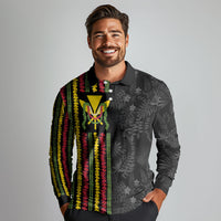 Hawaii Lei Kanaka Maoli Flag Long Sleeve Polo Shirt Tropical Vibes LT05 - Polynesian Pride