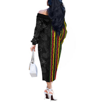 Hawaii Lei Kanaka Maoli Flag Off The Shoulder Long Sleeve Dress Tropical Vibes LT05 - Polynesian Pride