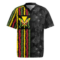 Hawaii Lei Kanaka Maoli Flag Rugby Jersey Tropical Vibes LT05 Black - Polynesian Pride