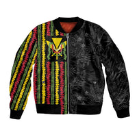 Hawaii Lei Kanaka Maoli Flag Sleeve Zip Bomber Jacket Tropical Vibes LT05 Unisex Black - Polynesian Pride