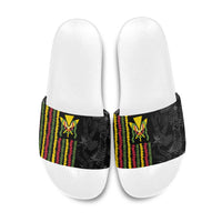 Hawaii Lei Kanaka Maoli Flag Slide Sandals Tropical Vibes LT05 Black - Polynesian Pride