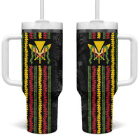Hawaii Lei Kanaka Maoli Flag Tumbler With Handle Tropical Vibes LT05 One Size: 40 oz Black - Polynesian Pride