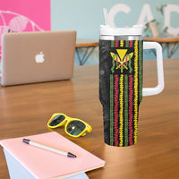 Hawaii Lei Kanaka Maoli Flag Tumbler With Handle Tropical Vibes LT05 - Polynesian Pride