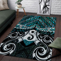 New Zealand Maori Area Rug Poutama Pikorua - Single Twist Paua Shell