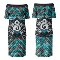 New Zealand Maori Couples Matching Puletasi and Hawaiian Shirt Poutama Pikorua - Single Twist Paua Shell