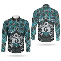 New Zealand Maori Couples Matching Short Sleeve Bodycon Dress and Long Sleeve Button Shirt Poutama Pikorua - Single Twist Paua Shell LT05 - Polynesian Pride