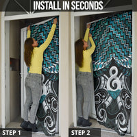 New Zealand Maori Door Cover Poutama Pikorua - Single Twist Paua Shell
