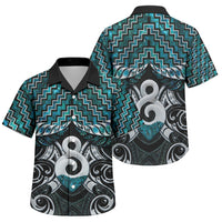 New Zealand Maori Family Matching Off Shoulder Maxi Dress and Hawaiian Shirt Poutama Pikorua - Single Twist Paua Shell LT05 Son's Shirt Turquoise - Polynesian Pride