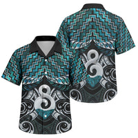 New Zealand Maori Family Matching Puletasi and Hawaiian Shirt Poutama Pikorua - Single Twist Paua Shell LT05 Son's Shirt Turquoise - Polynesian Pride