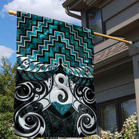 New Zealand Maori Garden Flag Poutama Pikorua - Single Twist Paua Shell