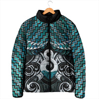 New Zealand Maori Padded Jacket Poutama Pikorua - Single Twist Paua Shell