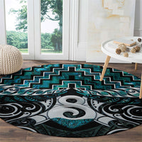 New Zealand Maori Round Carpet Poutama Pikorua - Single Twist Paua Shell