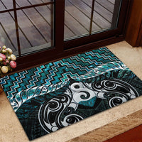 New Zealand Maori Rubber Doormat Poutama Pikorua - Single Twist Paua Shell
