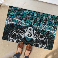 New Zealand Maori Rubber Doormat Poutama Pikorua - Single Twist Paua Shell