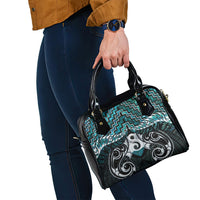 New Zealand Maori Shoulder Handbag Poutama Pikorua - Single Twist Paua Shell