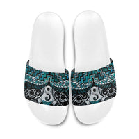 New Zealand Maori Slide Sandals Poutama Pikorua - Single Twist Paua Shell