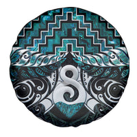 New Zealand Maori Spare Tire Cover Poutama Pikorua - Single Twist Paua Shell