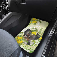 New Zealand Piwakawaka Fantail Bird Car Mats With Kowhai Flowers