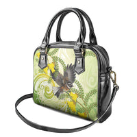 New Zealand Piwakawaka Fantail Bird Shoulder Handbag With Kowhai Flowers