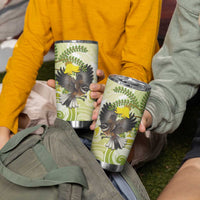 New Zealand Piwakawaka Fantail Bird Tumbler Cup With Kowhai Flowers