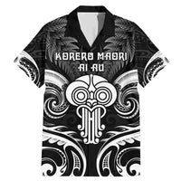 New Zealand Te Reo Maori Family Matching Mermaid Dress and Hawaiian Shirt Korero Maori Ai Au LT05 Dad's Shirt - Short Sleeve Black - Polynesian Pride
