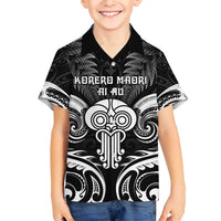 New Zealand Te Reo Maori Family Matching Short Sleeve Bodycon Dress and Hawaiian Shirt Korero Maori Ai Au LT05 Son's Shirt Black - Polynesian Pride