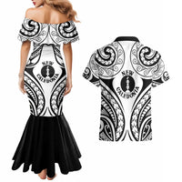 New Caledonia Day Couples Matching Mermaid Dress and Hawaiian Shirt Polynesian Curves White Color - Polynesian Pride