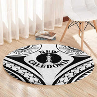 New Caledonia Day Round Carpet Polynesian Curves White Color - Polynesian Pride
