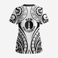 New Caledonia Day Scrub Top Polynesian Curves White Color - Polynesian Pride