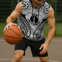 New Caledonia Day Sleeveless Hoodie Polynesian Curves White Color - Polynesian Pride