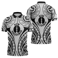 New Caledonia Day Zipper Polo Shirt Polynesian Curves White Color - Polynesian Pride