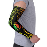 New Caledonia Day Arm Sleeves Polynesian Curves Reggae Color - Polynesian Pride