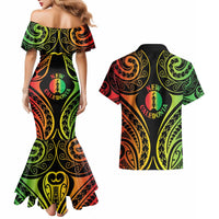 New Caledonia Day Couples Matching Mermaid Dress and Hawaiian Shirt Polynesian Curves Reggae Color - Polynesian Pride