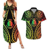 New Caledonia Day Couples Matching Summer Maxi Dress and Hawaiian Shirt Polynesian Curves Reggae Color - Polynesian Pride