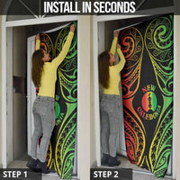 New Caledonia Day Door Cover Polynesian Curves Reggae Color - Polynesian Pride