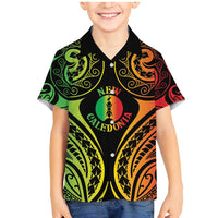 New Caledonia Day Family Matching Mermaid Dress and Hawaiian Shirt Polynesian Curves Reggae Color - Polynesian Pride